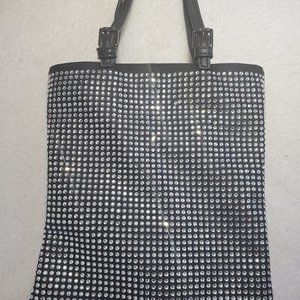 Rhinestone and Black PU Leather Crossbody Bag - NWOT
